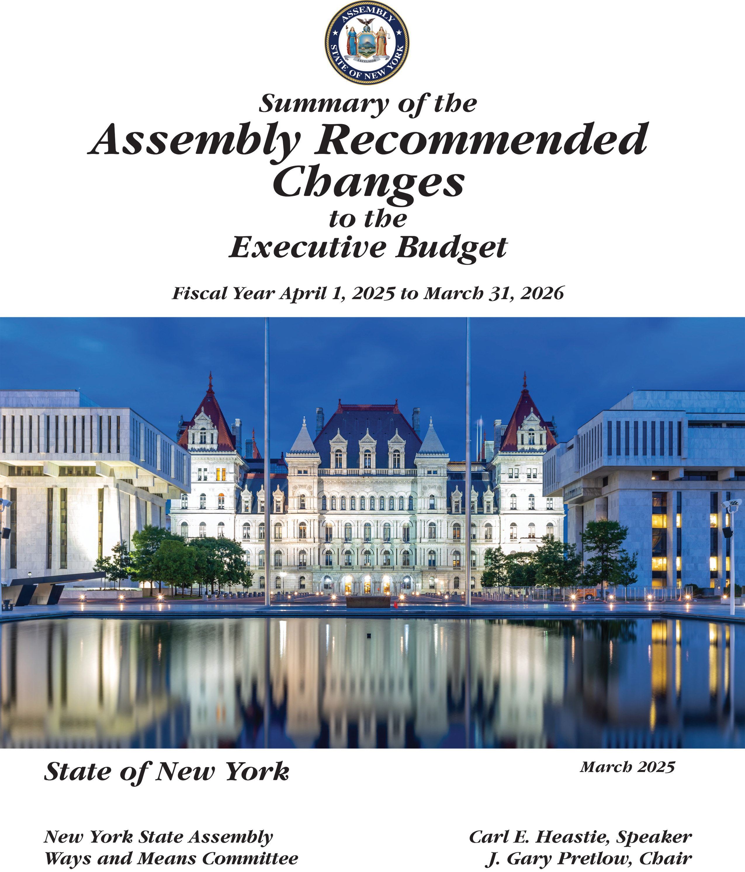 Summary of the Assembly Recommended Changes to the Executive Budget