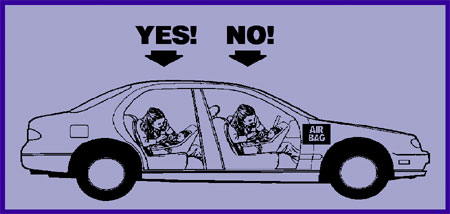 Image of the right and the wrong way to install a baby&rsquo;s carseat